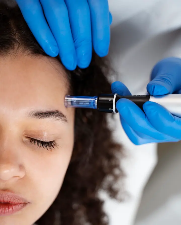 Provider treating the forehead with Dysport injections in St. Petersburg FL